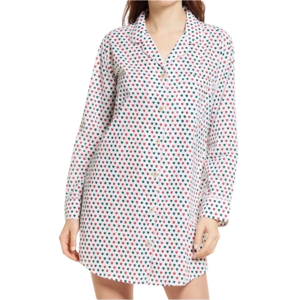 NWT Roller Rabbit Red and Green Holiday Hearts Night Shirt - Sz S